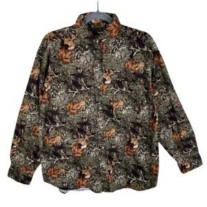 Field Test By Outdoor Life Hunting Deer Print Long Sleeve Flannel Button Up Sz M